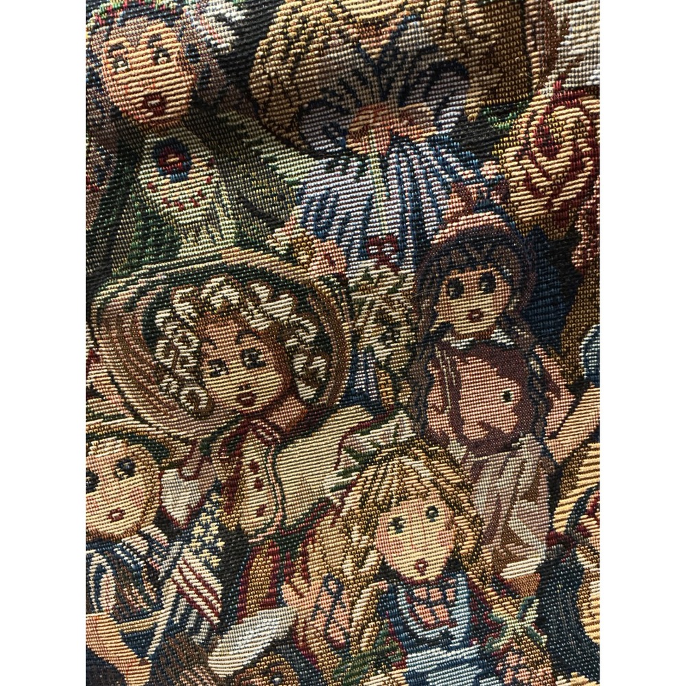 Vintage‎ Woven Tapestry Fabric Remnant Victorian Doll Pattern 54x21 Multi-Color
